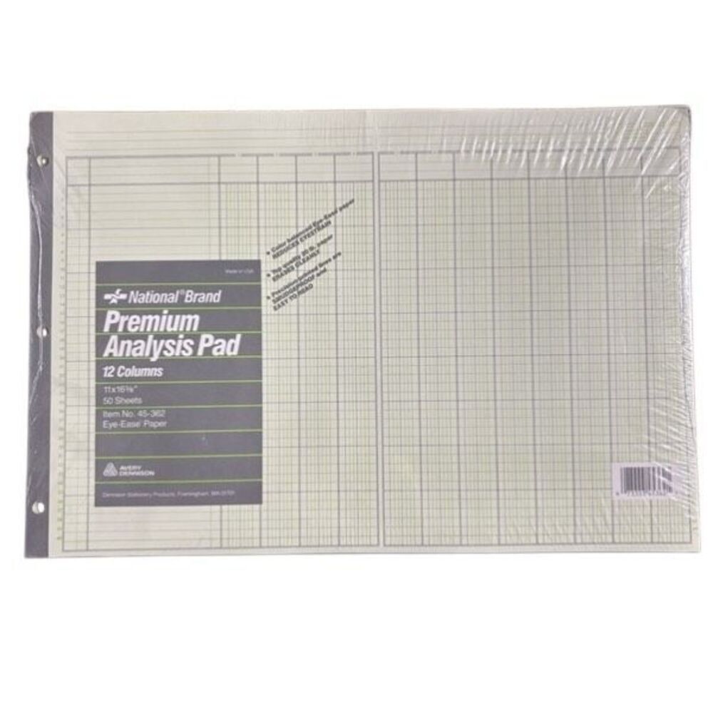 National Brand 12 Column Premium Analysis Pad Item 45-362 50 Sheets *New*